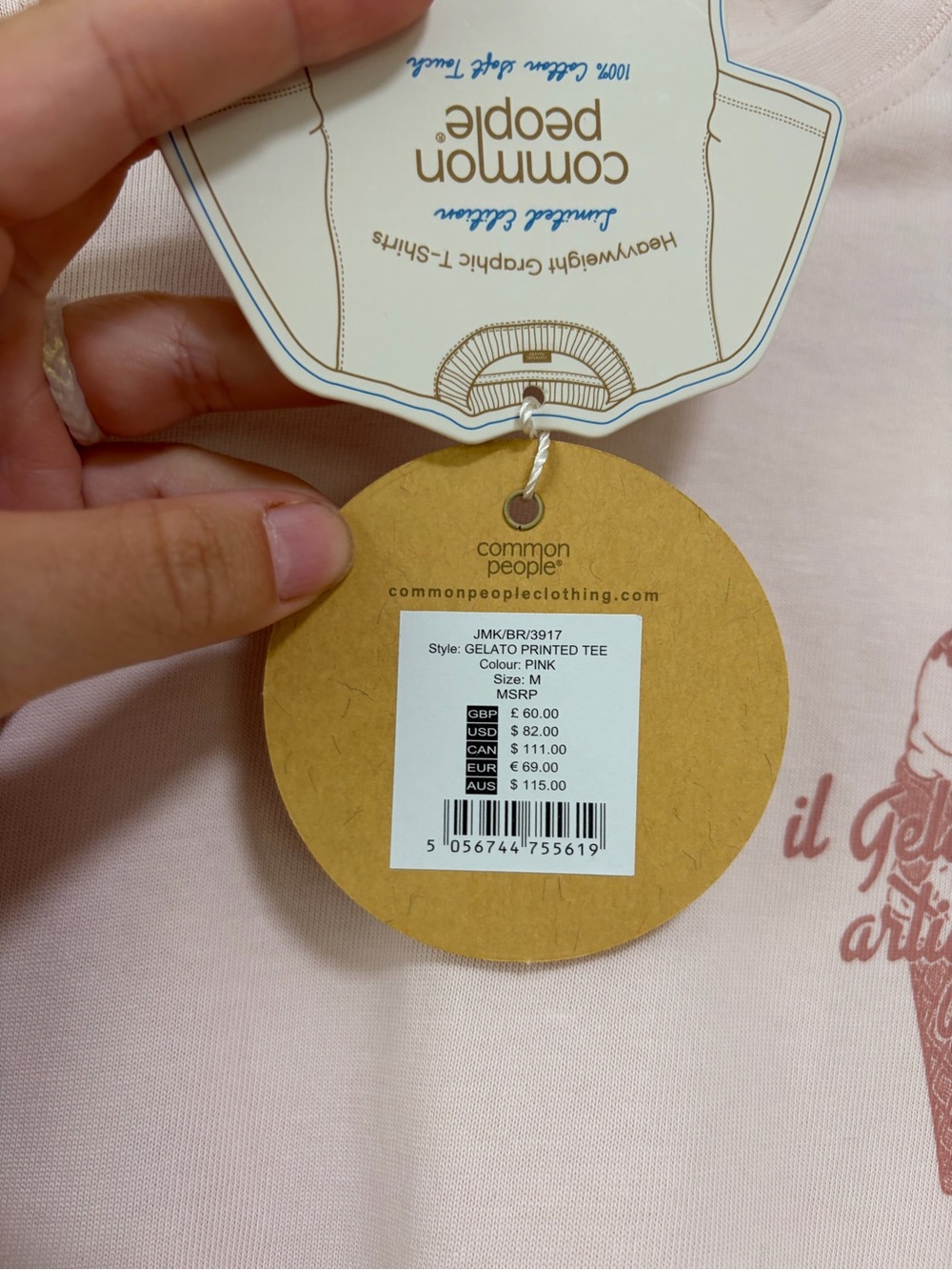 Common People Gelato Graphic Tee Pink Men’s Medium NWT Ice Cream Back Print - Picture 4 of 10